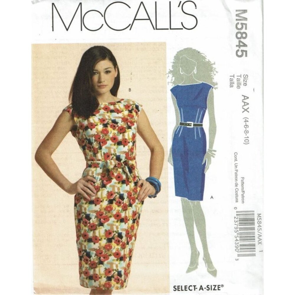 McCall's Sewing Pattern 5845 Lined Dresses Belt Misses Size 4-10‎